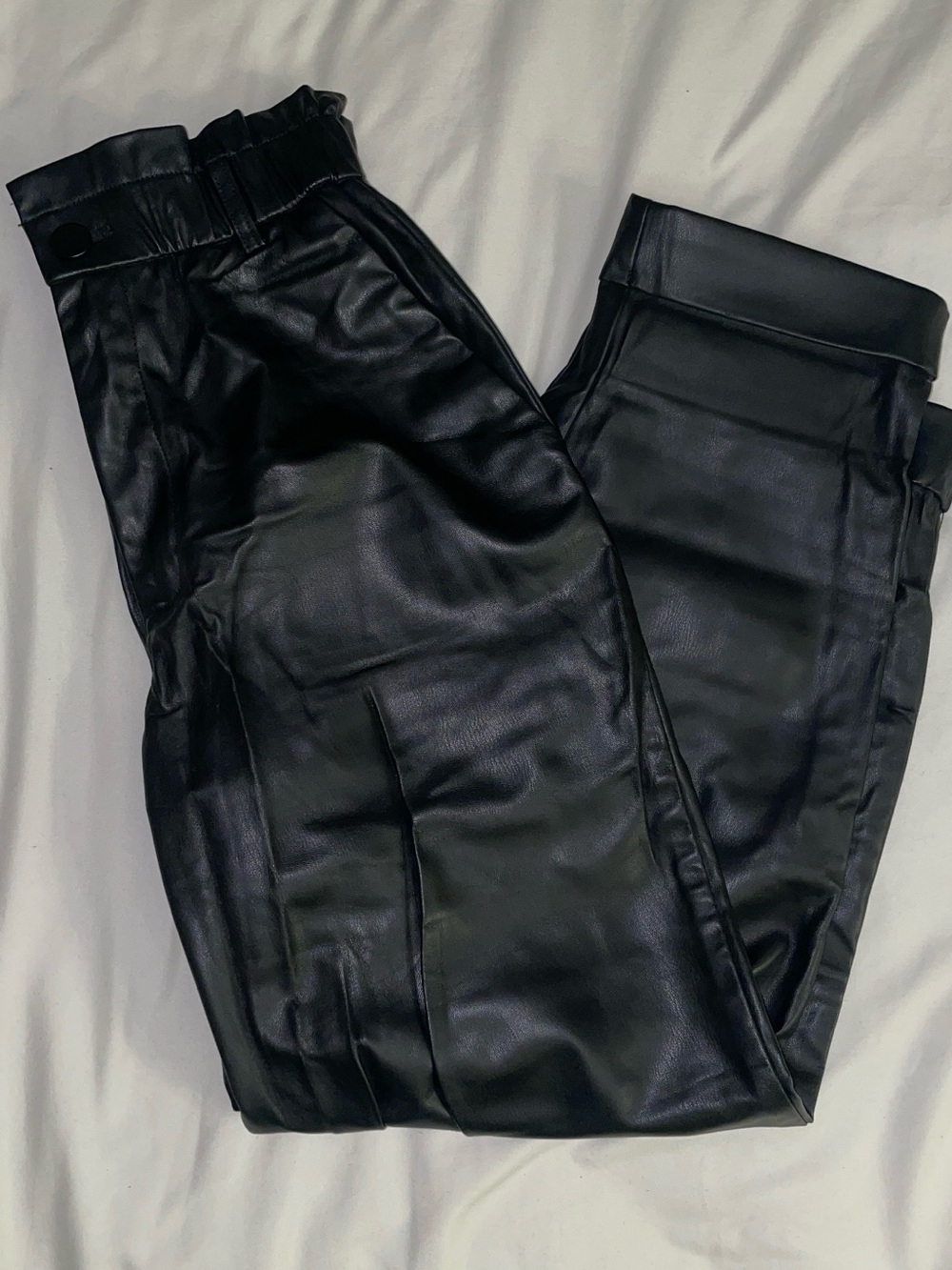 Zara Black Faux Leather High-Waist Pants